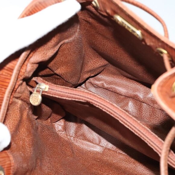 FENDI Shoulder Bag Leather Brown Gold Auth am8357 - Picture 10 of 16